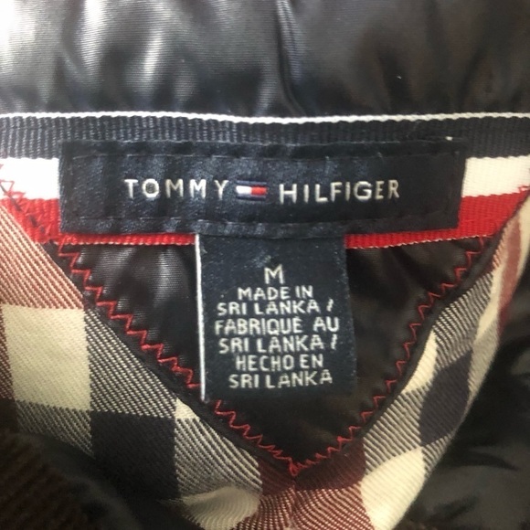 Tommy Hilfiger Navy Diamond Quilted Snap Up Jacket Sz M Corduroy Cuff Collar - Picture 5 of 7